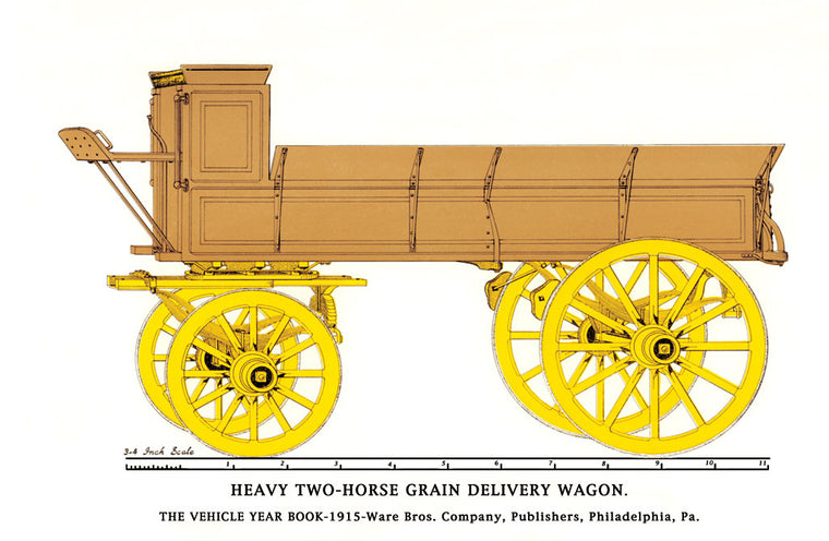 HEARY TWO-HORSE GRAIN DELIVERY WAGON