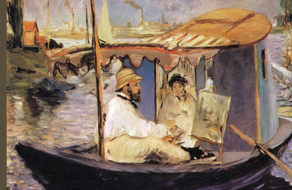 CLAUDE  MONET  DANS  SON  BATEAU  ATELIER