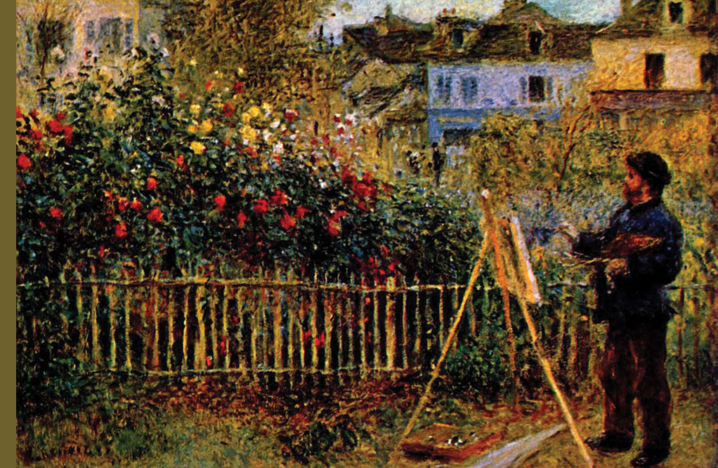 MONET PAINTING IN HIS GARDEN IN ARGENTEUIL