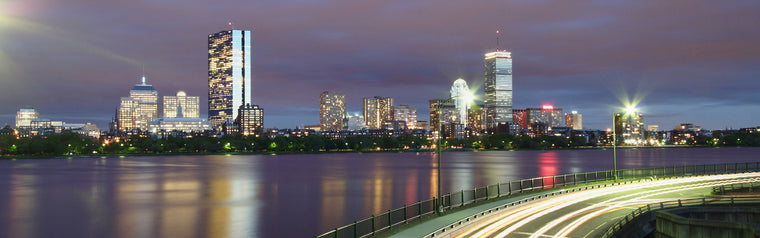 BOSTON BAY SKYLINE AT NIGHT