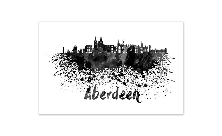 Black and White World Splatter Skyline Aberdeen