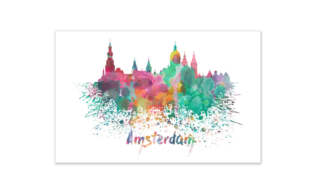 World Watercolor Skyline - Amsterdam