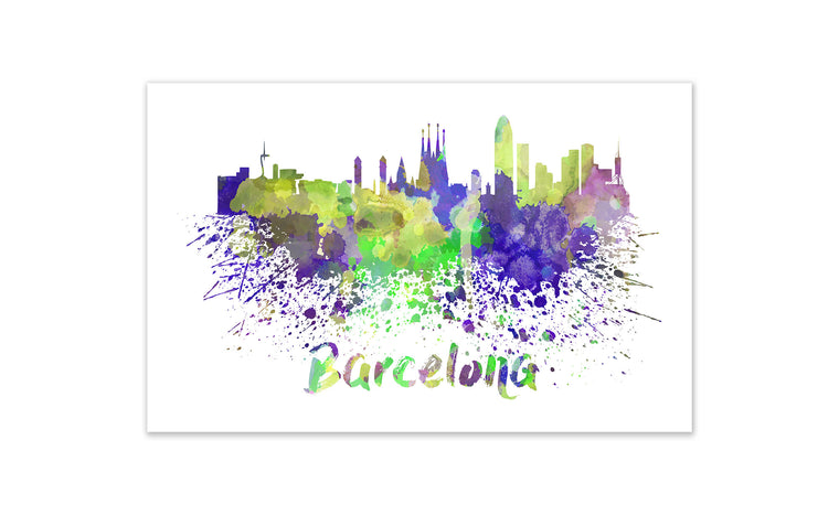 World Watercolor Skyline - Barcelona