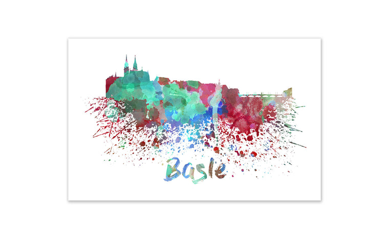 World Watercolor Skyline - Basle