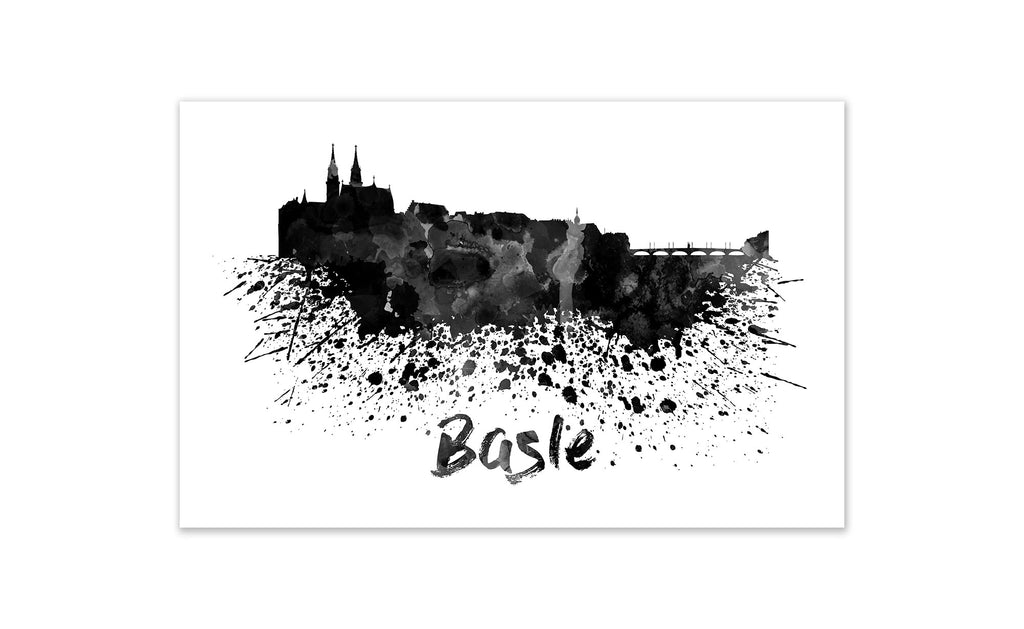 Black and White World Splatter Skyline Basle