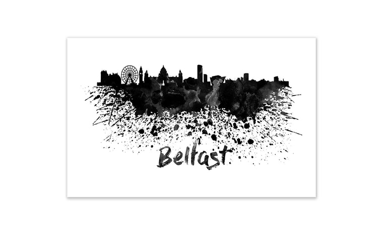 Black and White World Splatter Skyline Belfast