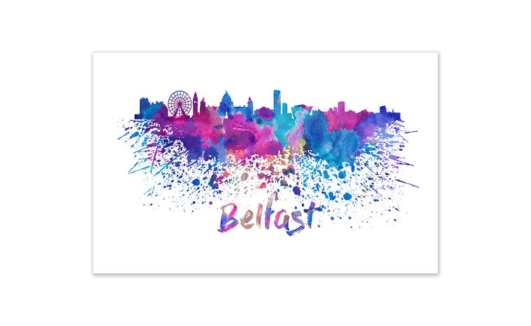 World Watercolor Skyline - Belfast