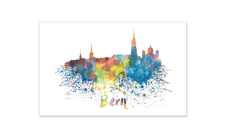 World Watercolor Skyline - Bern
