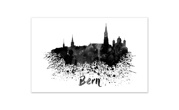 Black and White World Splatter Skyline Bern