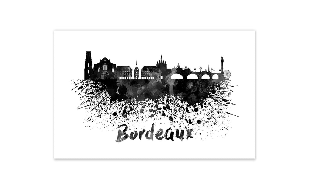 Black and White World Splatter Skyline Bordeaux