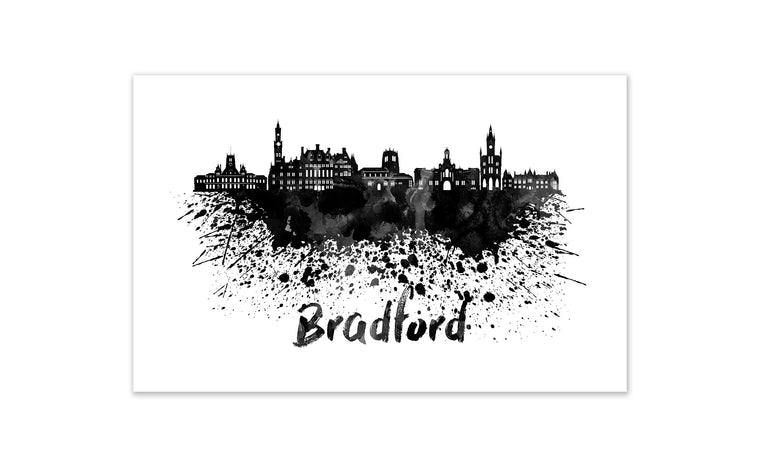 Black and White World Splatter Skyline Bradford