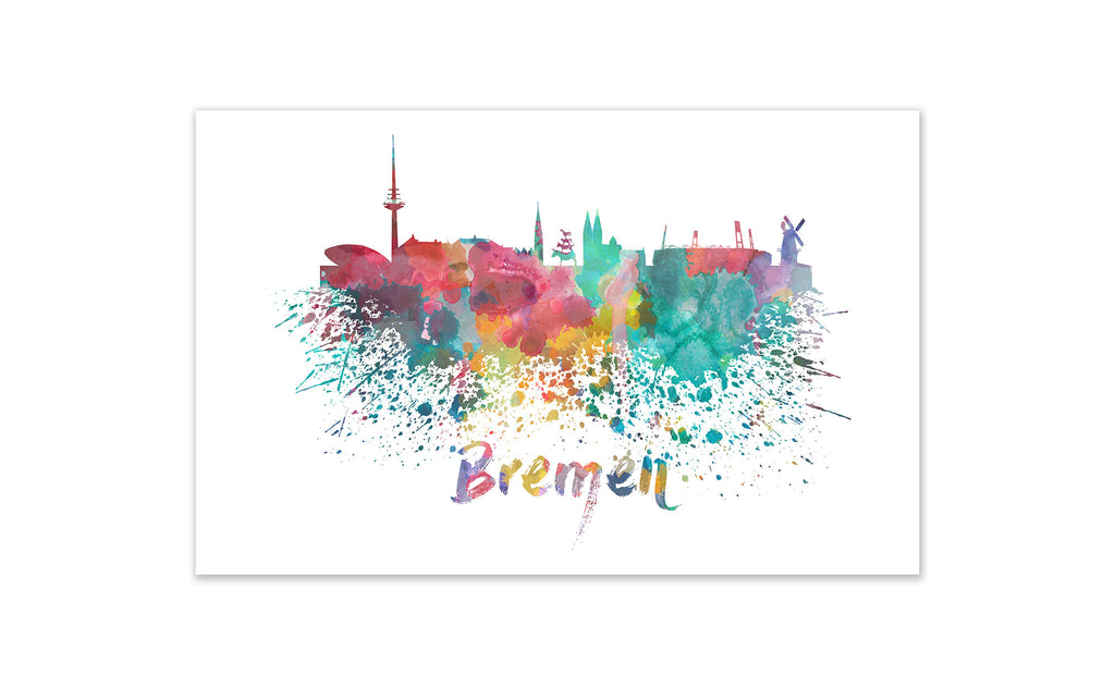 World Watercolor Skyline - Bremen