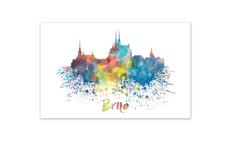 World Watercolor Skyline - Brno