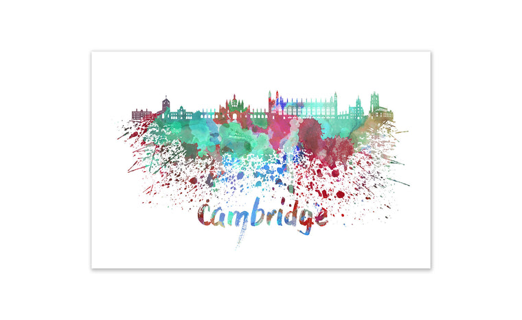 World Watercolor Skyline - Cambridge