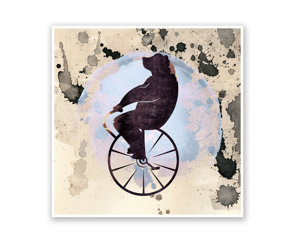 Circus Bear Watercolor Silhouette