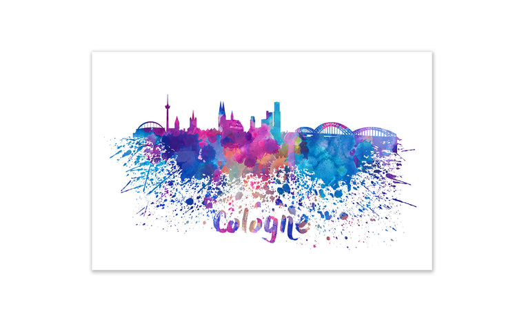 World Watercolor Skyline - Cologne