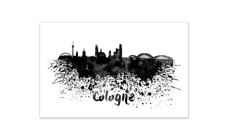 Black and White World Splatter Skyline Cologne