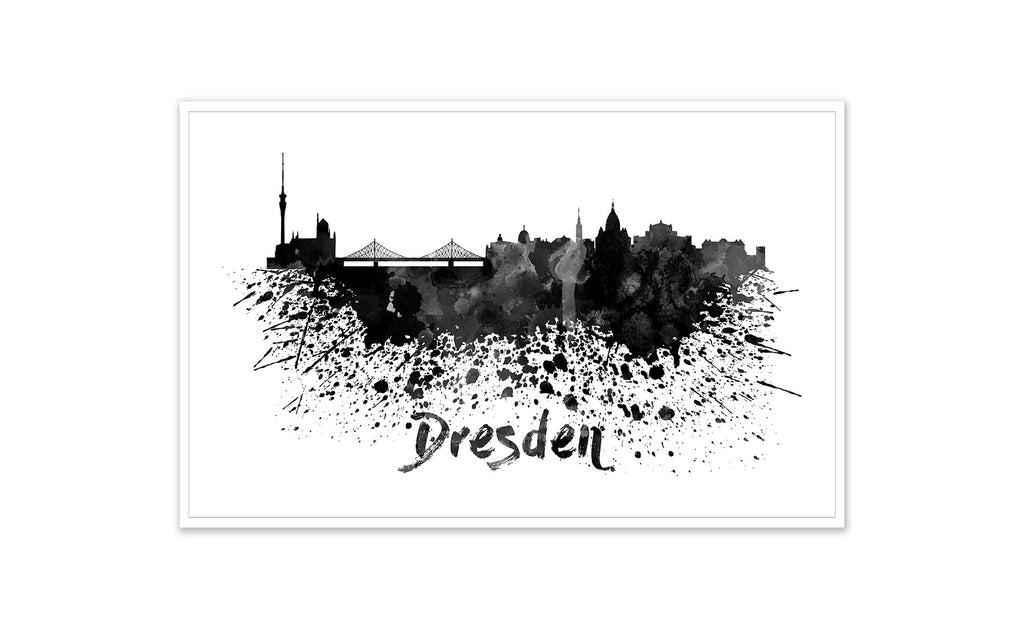 Black and White World Splatter Skyline Dresden