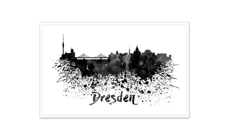 Black and White World Splatter Skyline Dresden