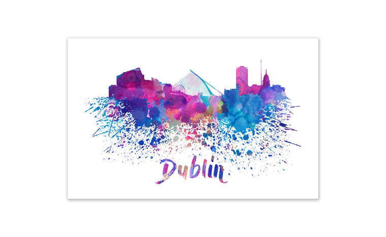 World Watercolor Skyline - Dublin