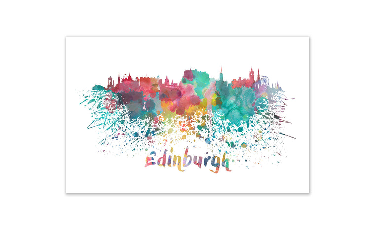 World Watercolor Skyline - Edinburgh