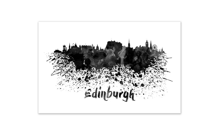 Black and White World Splatter Skyline Edinburgh
