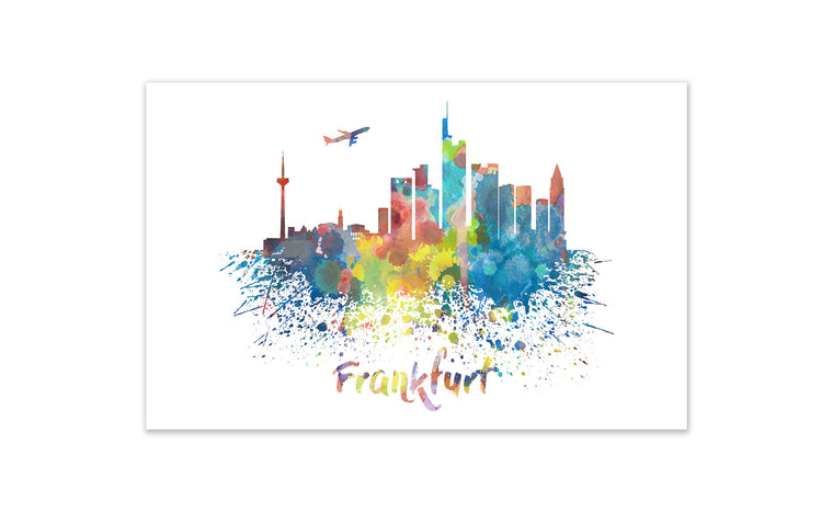 World Watercolor Skyline - Frankfurt