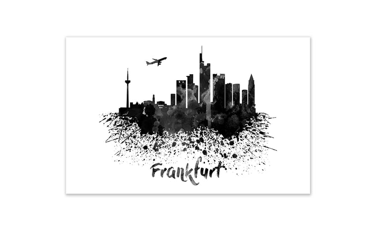 Black and White World Splatter Skyline Frankfurt