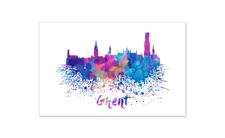 World Watercolor Skyline - Ghent
