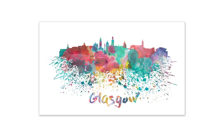 World Watercolor Skyline - Glasgow