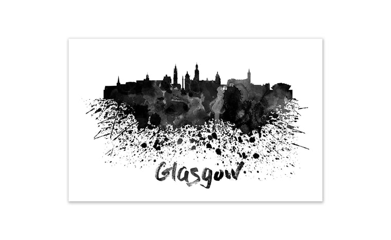 Black and White World Splatter Skyline Glasgow