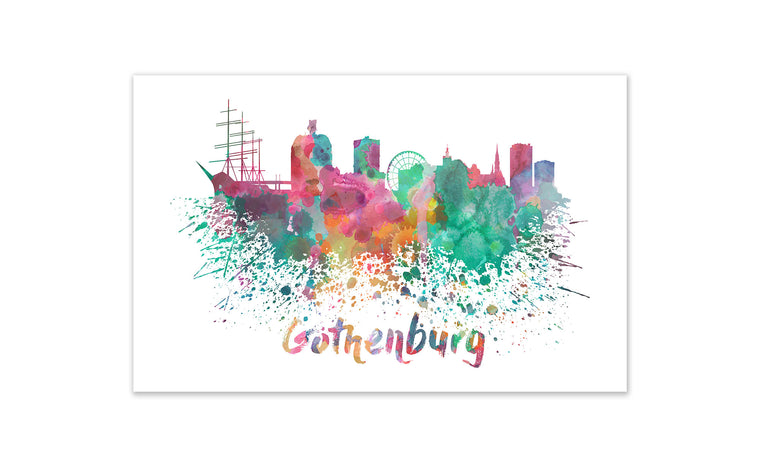 World Watercolor Skyline - Gothenburg