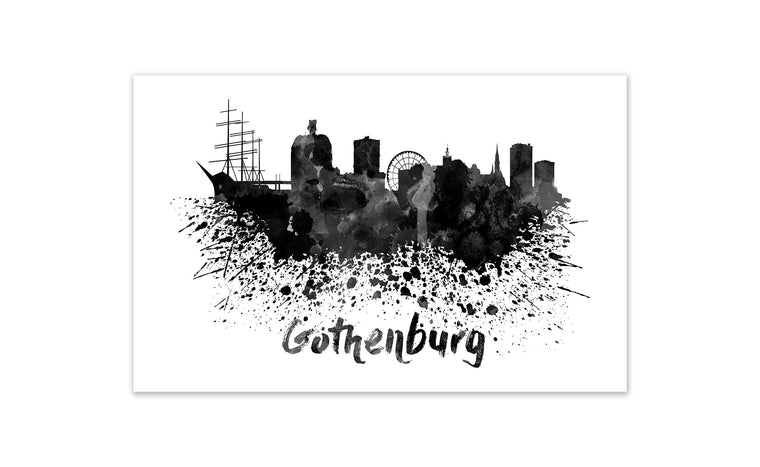 Black and White World Splatter Skyline Gothenburg