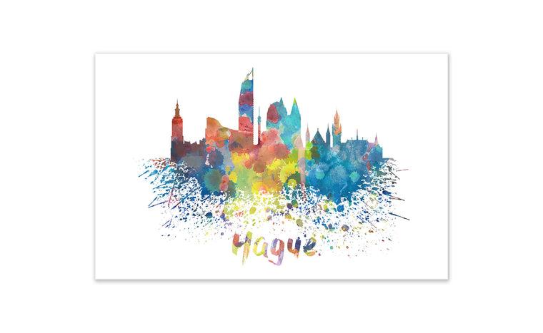 World Watercolor Skyline - Hague