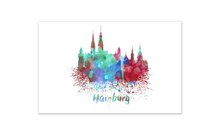 World Watercolor Skyline - Hamburg