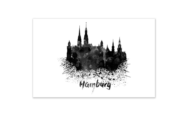 Black and White World Splatter Skyline Hamburg