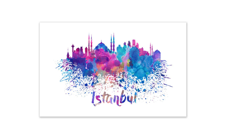 World Watercolor Skyline - Istanbul