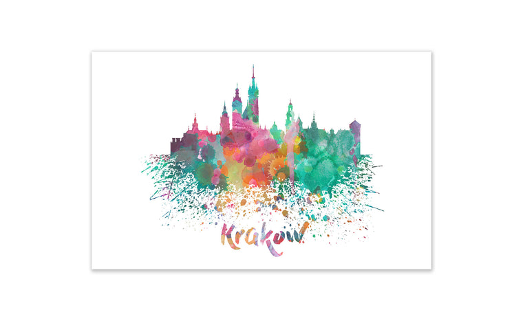 World Watercolor Skyline - Krakow