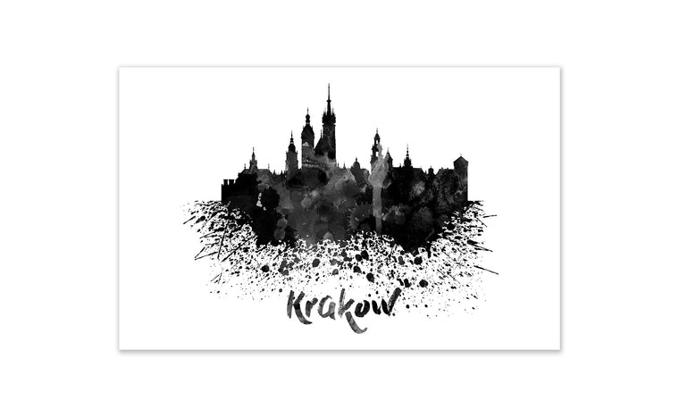 Black and White World Splatter Skyline Krakow