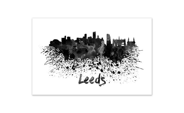 Black and White World Splatter Skyline Leeds
