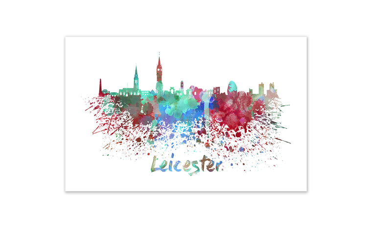 World Watercolor Skyline - Leicester