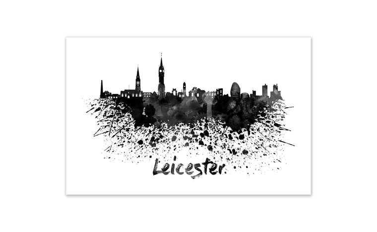 Black and White World Splatter Skyline Leicester
