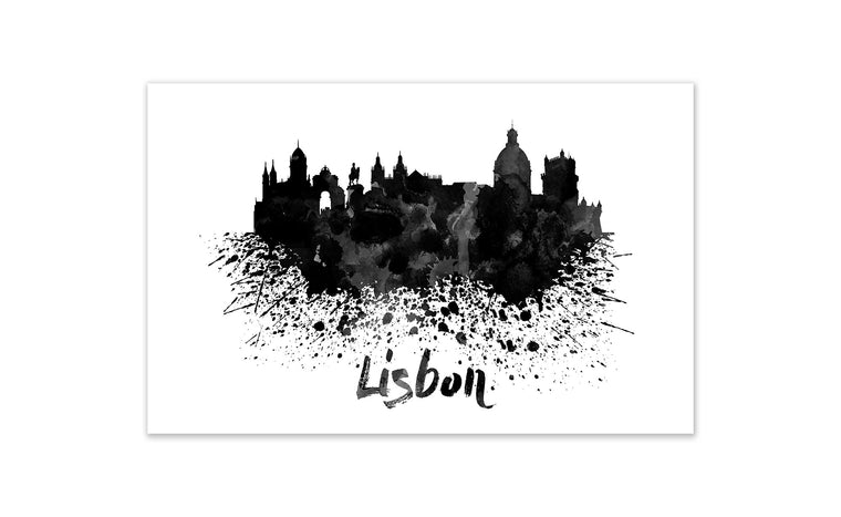 Black and White World Splatter Skyline Lisbon
