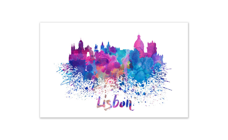 World Watercolor Skyline - Lisbon
