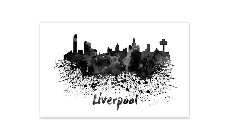 Black and White World Splatter Skyline Liverpool