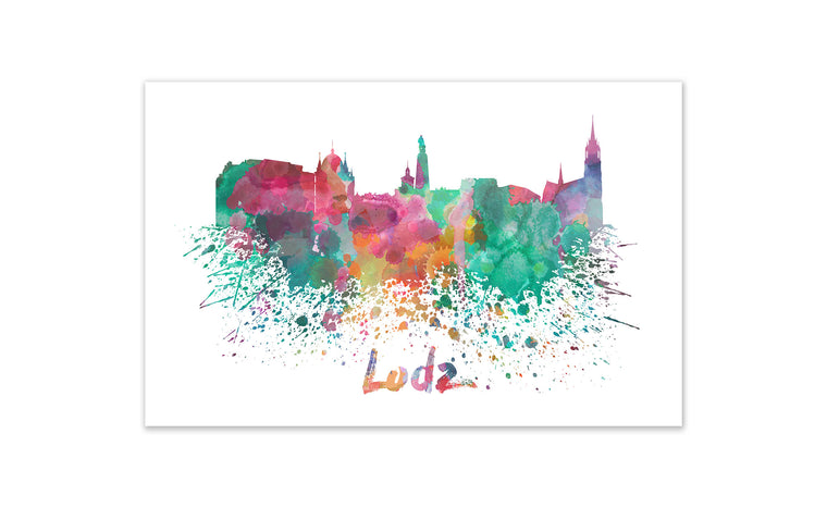 World Watercolor Skyline - Lodz