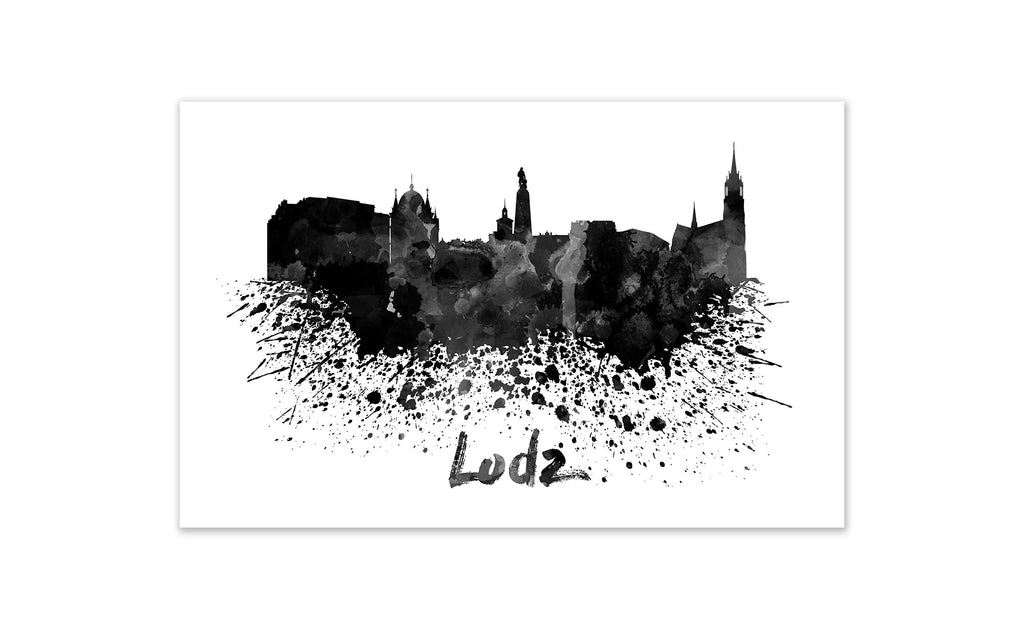 Black and White World Splatter Skyline Lodz