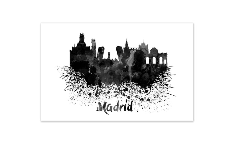 Black and White World Splatter Skyline Madrid