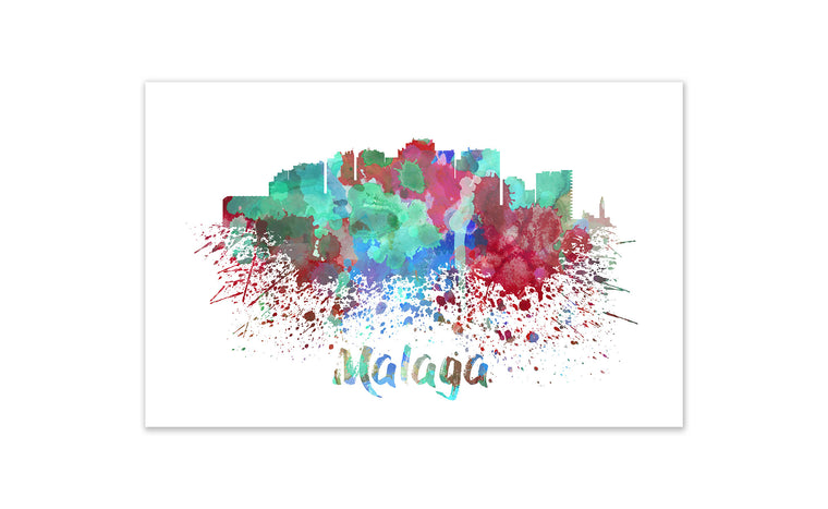 World Watercolor Skyline - Malaga