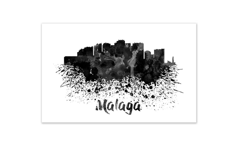 Black and White World Splatter Skyline Malaga